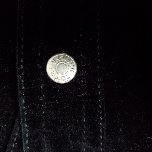 Vintage Tommy Hilfiger Velvet & Denim Snap Button Down Shirt Size 12 - Picture 8 of 10